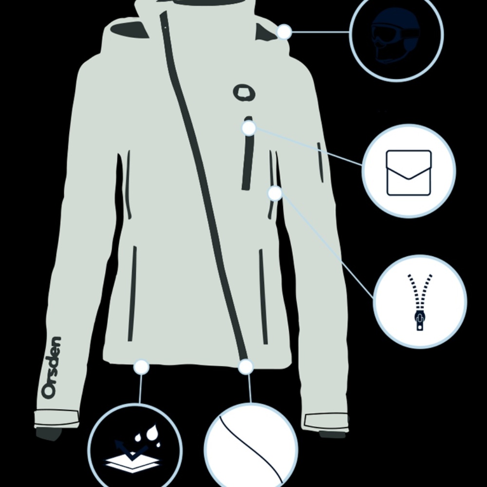 Hooded Ski Jacket Insulated Water Resistent Gray - Picture 4 of 9